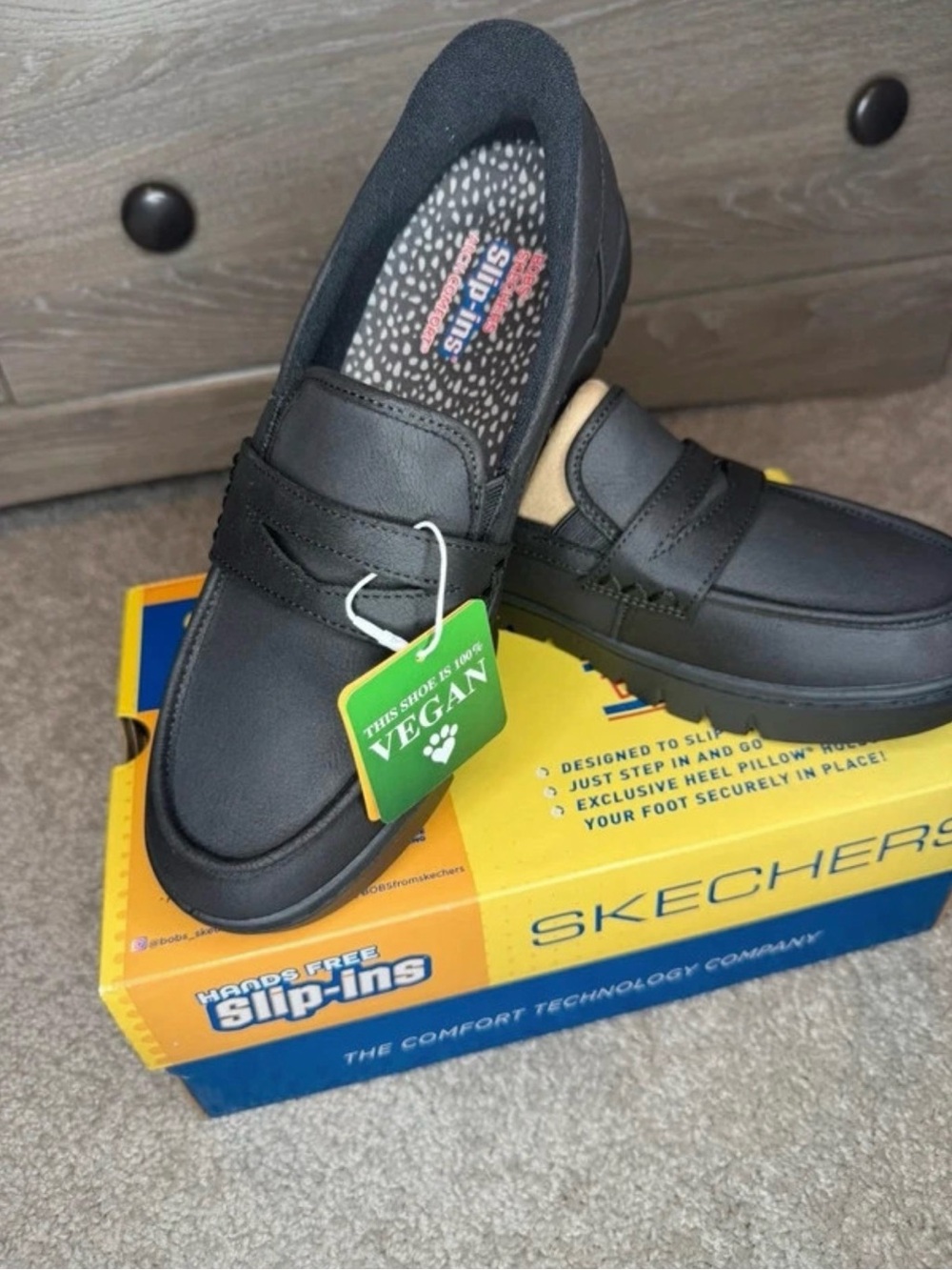 Skechers Black Slip-On Loafers - Vegan